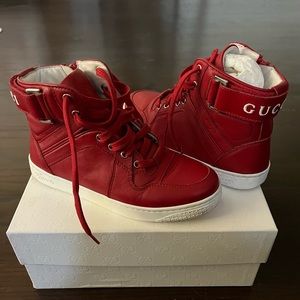 Authentic Gucci Kids Leather High Top Sneakers